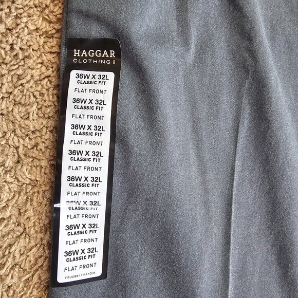 NWT Haggar Premium No Iron Khaki Pants Mens 36x32 Charcoal Heather Classic Fit - Picture 9 of 12